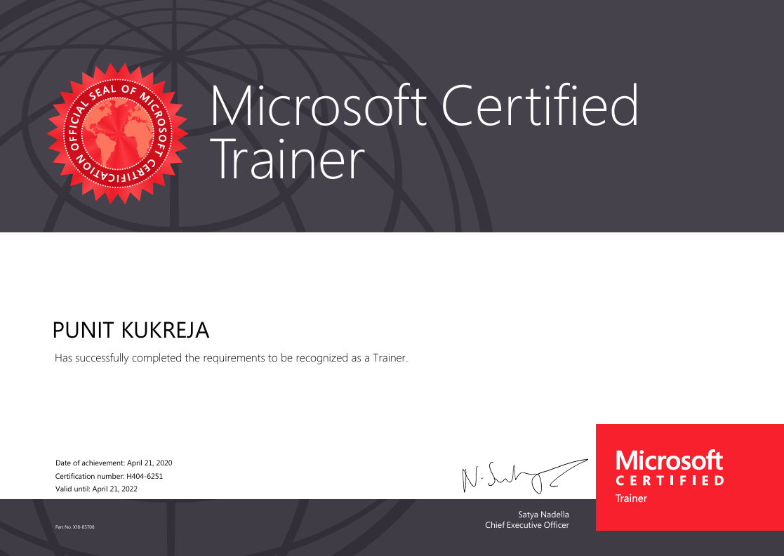Microsoft Certified Trainer - Legacy Certificate