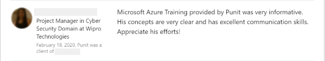 Client feedback 35 praising Punit Kukreja for training