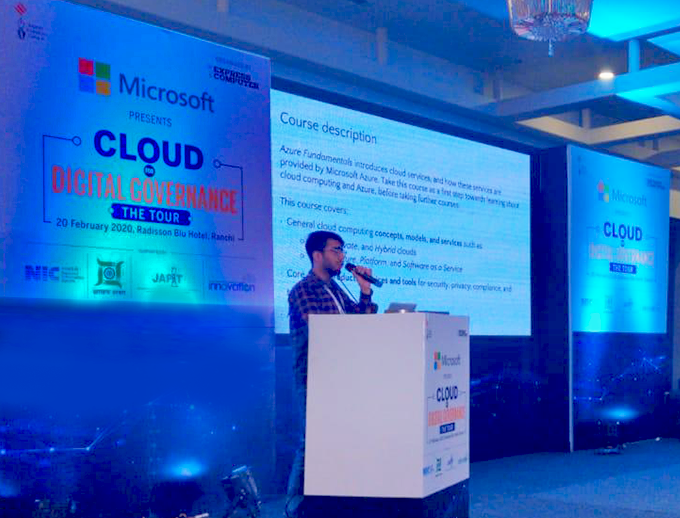 View Punit Kukreja delivering training on Microsoft Day at the event - Making Ranchi, India Digital
